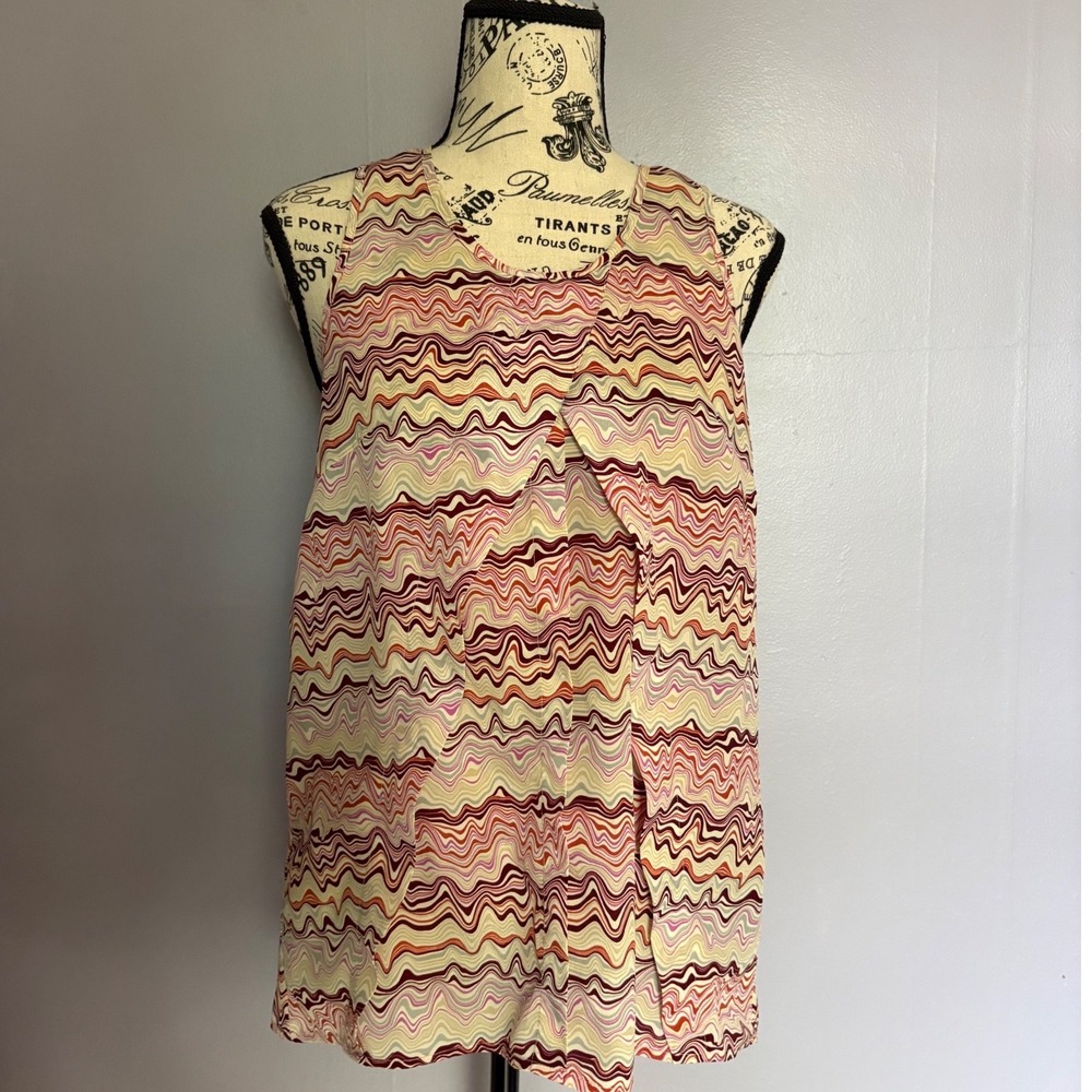 Y2K Mossimo Marble Wavy Chevron Print Layered Front‎ Tank Top Artsy Boho XS